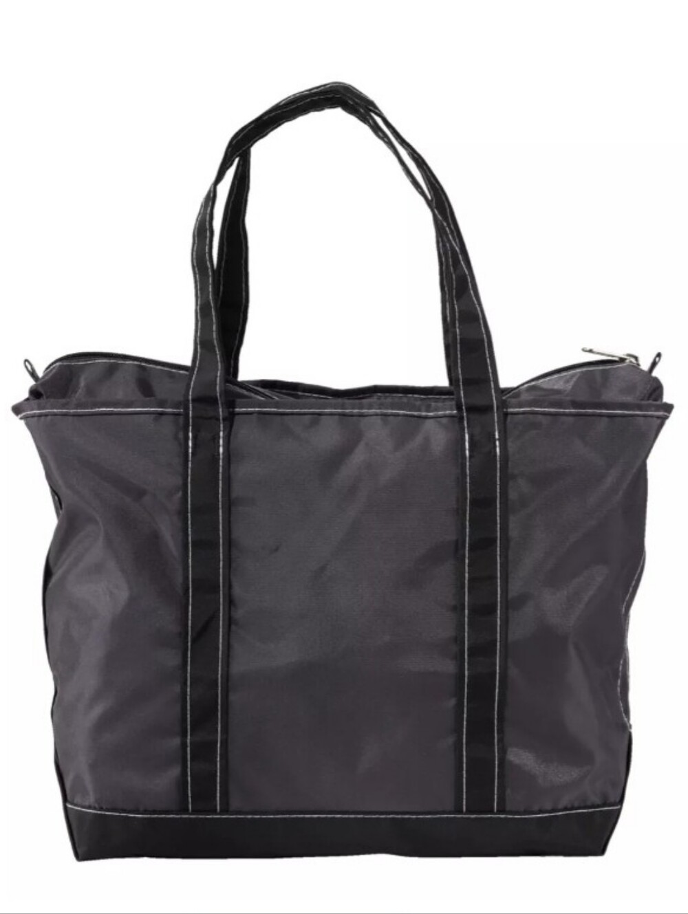 L.L. Bean Tote Bag Lightweight Boat Tote Black And Gray Medium Tote Bag W/ Zip